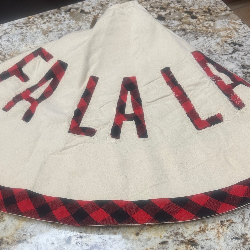 Plaid Cream and Red Christmas TreeSkirt